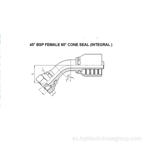 Integral 45 ° BSP Hembra 60 ° Cono 22641-F